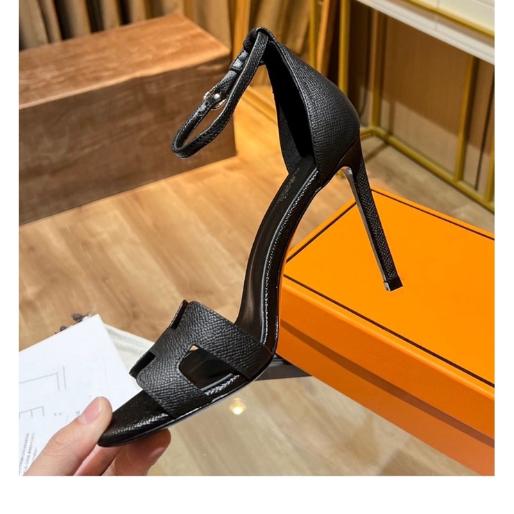 Giày sandal cao gót HM da sần mềm sang trọng thời trang