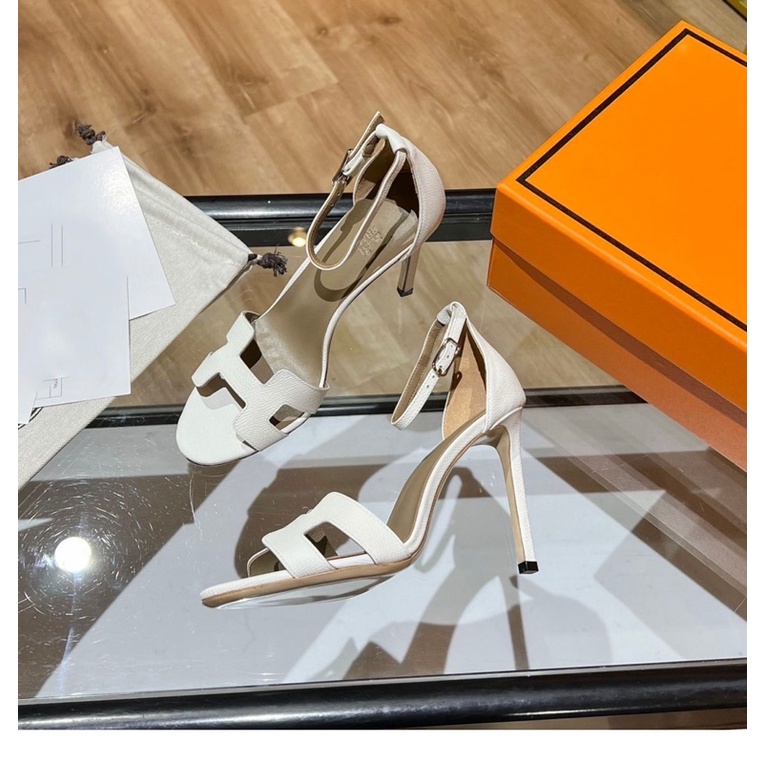 Giày sandal cao gót HM da sần mềm sang trọng thời trang