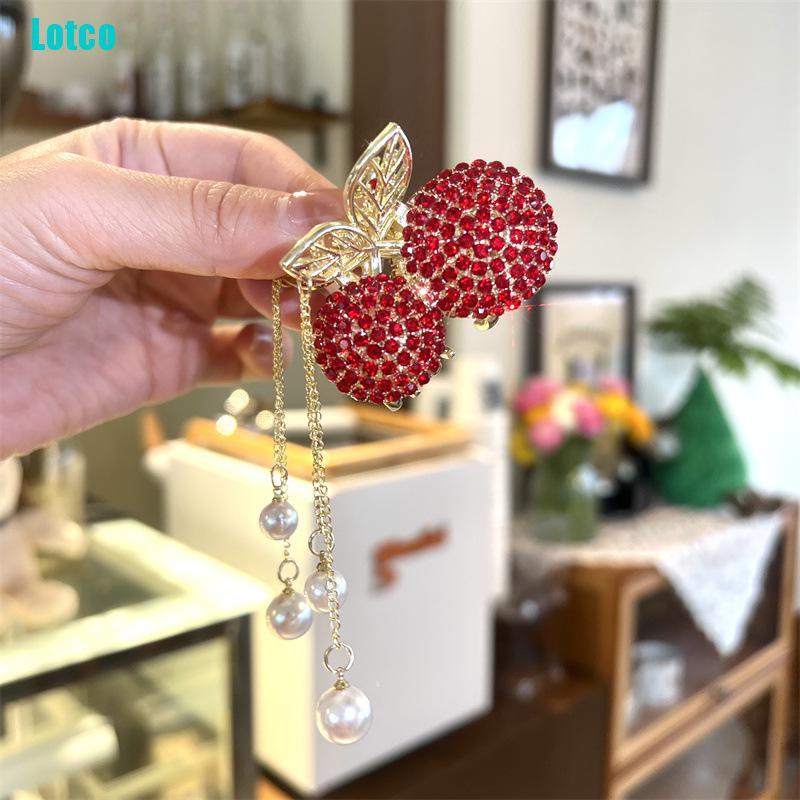 Kẹp Tóc Càng Cua Đính Đá Hình Quả Cherry Có Tua Rua