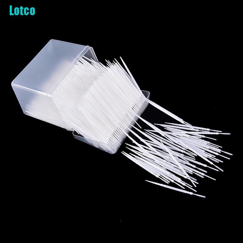 Lotco 1100Pcs Plastic Dental Picks Oral Hygiene 2 Way Interdental Brush Tooth Pick
