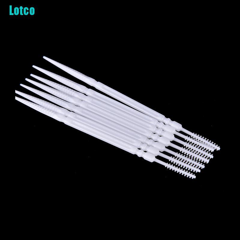 Lotco 1100Pcs Plastic Dental Picks Oral Hygiene 2 Way Interdental Brush Tooth Pick
