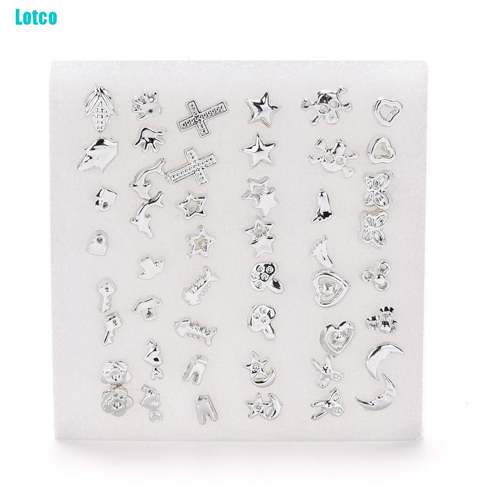 Set 24 Đôi Khuyên Tai Nhựa Mạ Bạc Thời Trang
