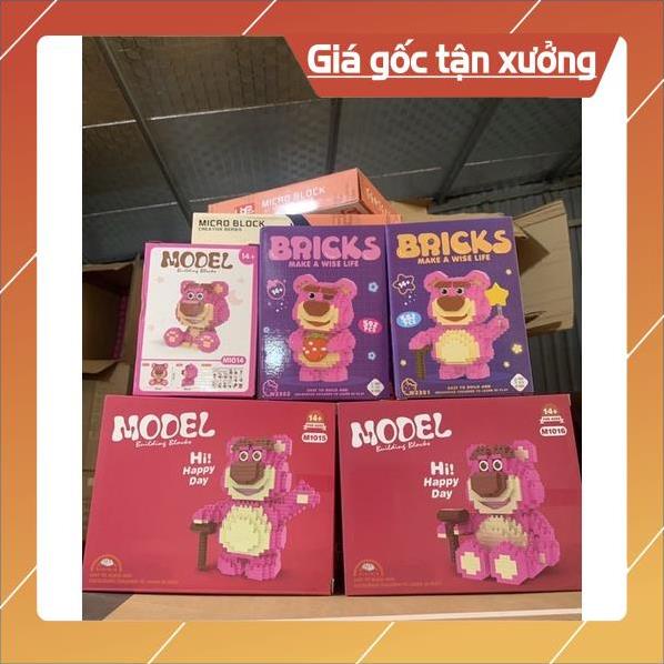 Mô hình gấu dâu 3d màu hồng dễ thương