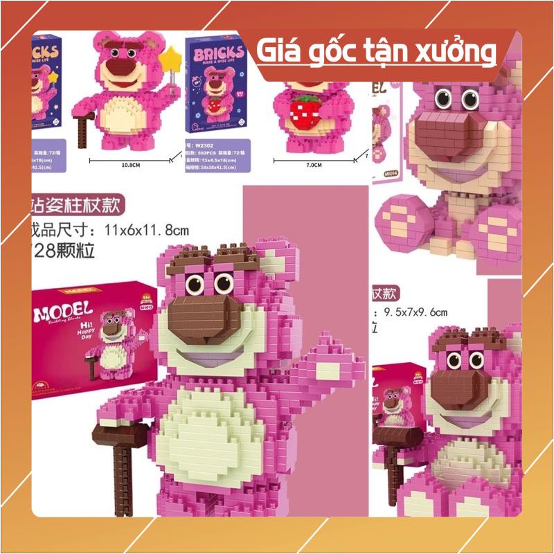 Mô hình gấu dâu 3d màu hồng dễ thương