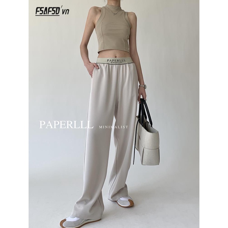 Quần Dài Ống Rộng Lưng Cao Co Giãn Thời Trang Xuân Thu Dành Cho Nữ