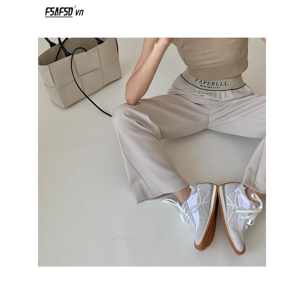 Quần Dài Ống Rộng Lưng Cao Co Giãn Thời Trang Xuân Thu Dành Cho Nữ