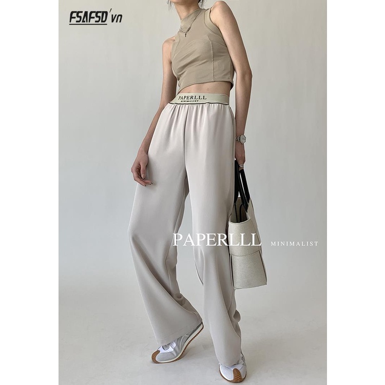 Quần Dài Ống Rộng Lưng Cao Co Giãn Thời Trang Xuân Thu Dành Cho Nữ