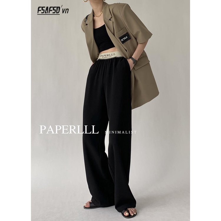 Quần Dài Ống Rộng Lưng Cao Co Giãn Thời Trang Xuân Thu Dành Cho Nữ