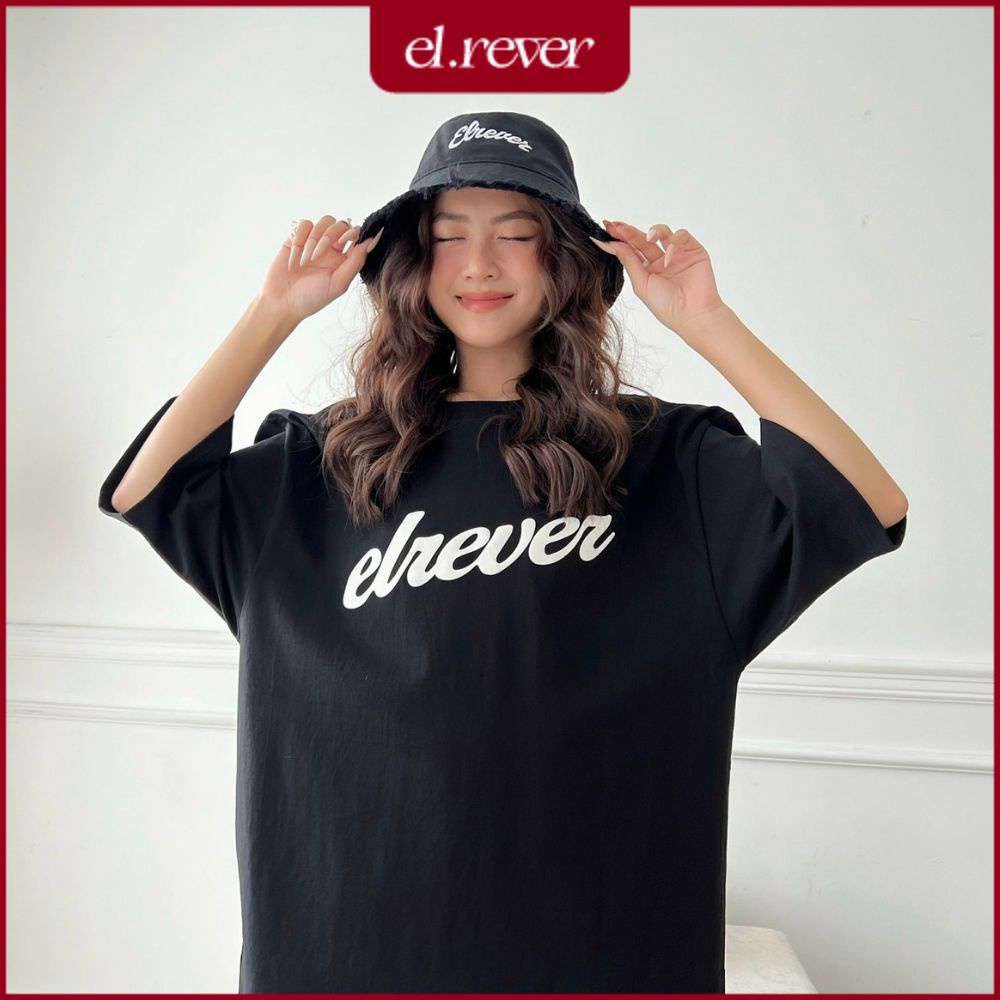 EL.RêVER - áo thun nữ oversize 100% cotton họa tiết chữ EL.RêVER - Màu đen - 0322T05