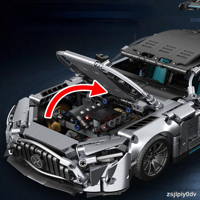 Tương thích với khối xây dựng Lego xe thể thao Mercedes-Benz AMG Green Devil GTR xe đua mạ điện bạc điều khiển từ xa lắp