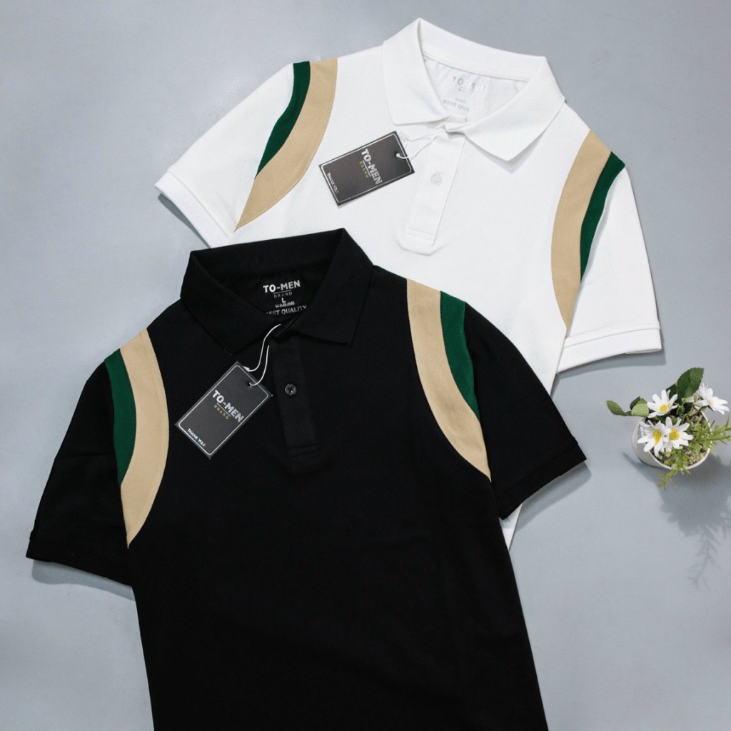 Áo Thun Nam Có Cổ Vải Cotton Co Giãn 4 Chiều Sọc Vai 2 Màu Siêu Hot NEW UNISEX