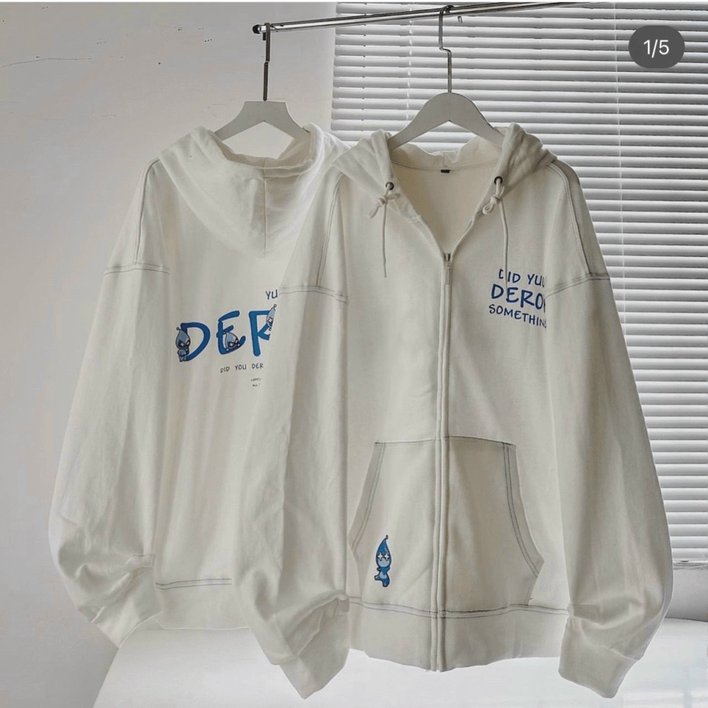 Áo Khoác Hoodies Nữ Dây Khóa Kéo Chữ Deror Vải Nỉ Dày Nón Lớn Đi Học, Đi Chơi NEW UNISEX