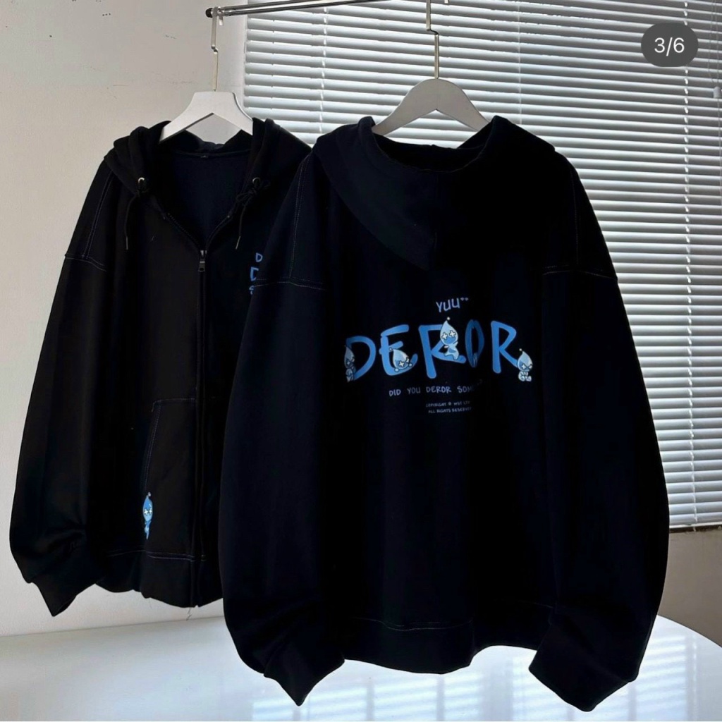 Áo Khoác Hoodies Nữ Dây Khóa Kéo Chữ Deror Vải Nỉ Dày Nón Lớn Đi Học, Đi Chơi NEW UNISEX