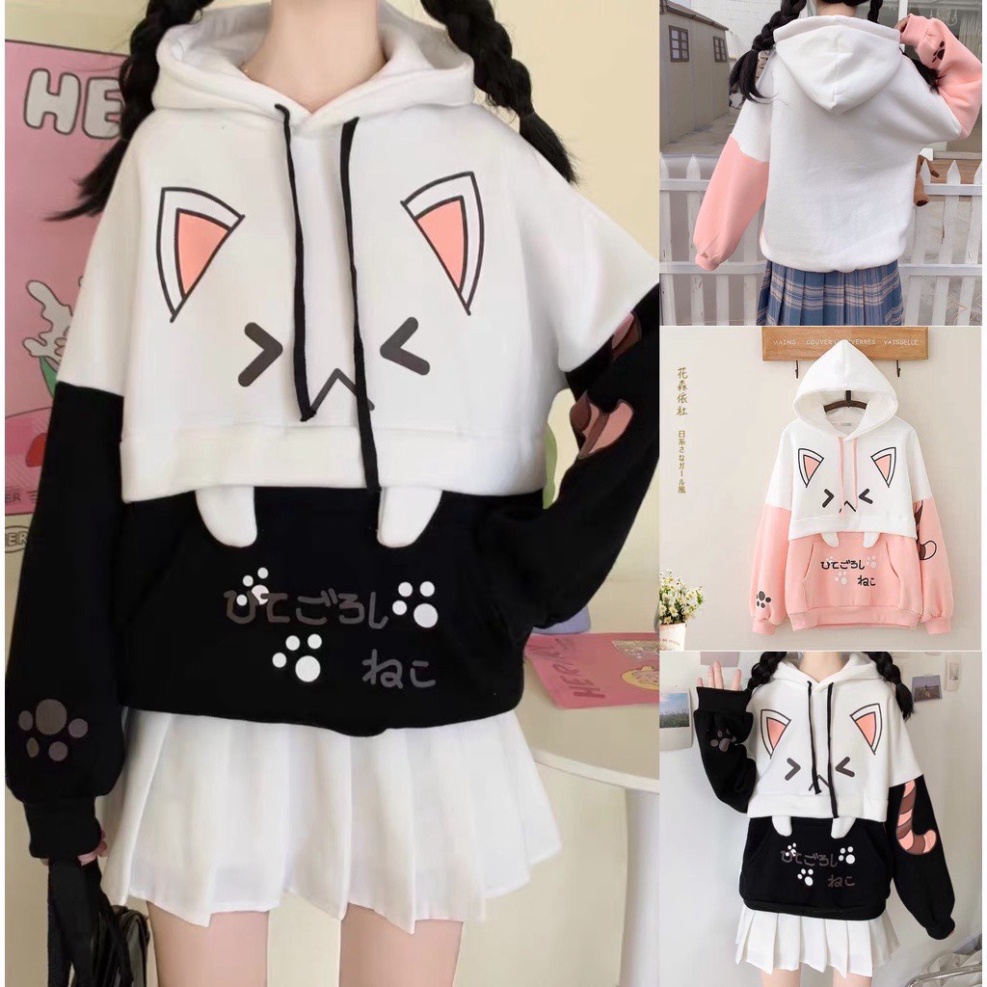 Áo Khoác HOODIE MÈO TAI THỎ Nam Nữ Chất Vải Nỉ Bông Dày Dặn Ấm Áp mãi hottrend 2023