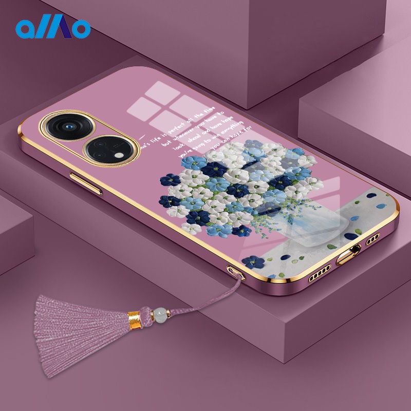 Ốp Điện Thoại Mềm Mạ Hình Bình Hoa Cho Oppo A98 5G A78 5G Reno8 T 4G 5G A17K A17 A77s A77 5G A57 A55 A16 A15 2022