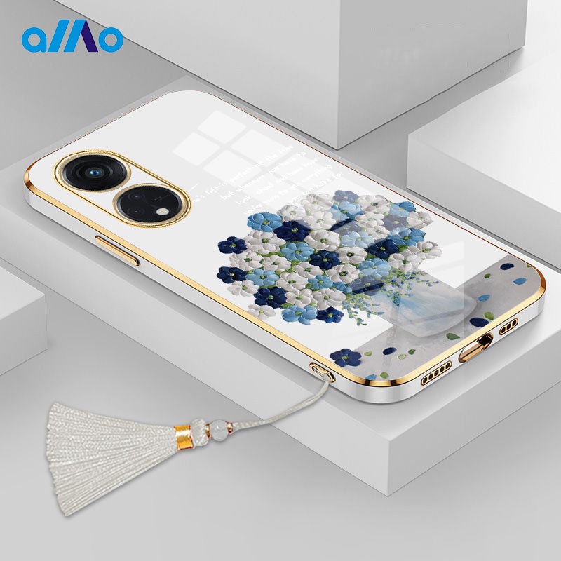 Ốp Điện Thoại Mềm Mạ Hình Bình Hoa Cho Oppo A98 5G A78 5G Reno8 T 4G 5G A17K A17 A77s A77 5G A57 A55 A16 A15 2022