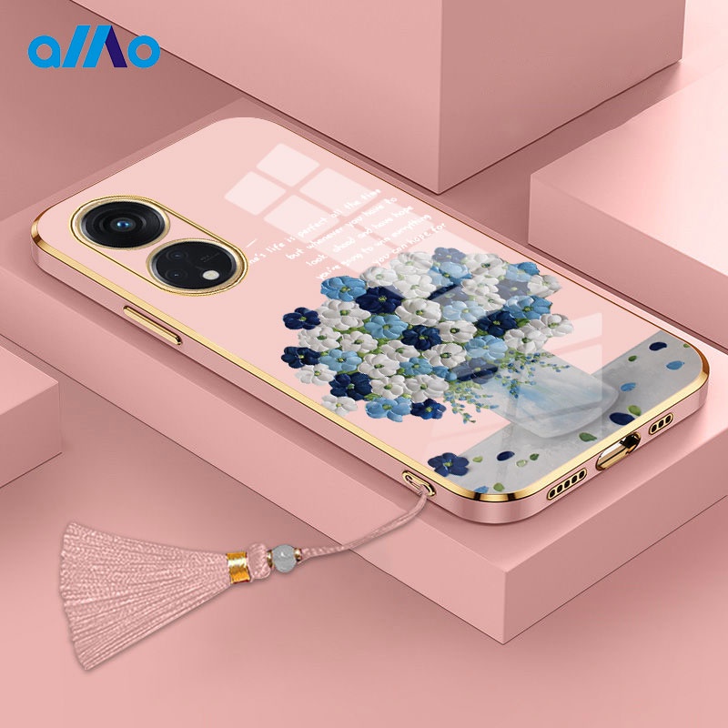 Ốp Điện Thoại Mềm Mạ Hình Bình Hoa Cho Oppo A98 5G A78 5G Reno8 T 4G 5G A17K A17 A77s A77 5G A57 A55 A16 A15 2022
