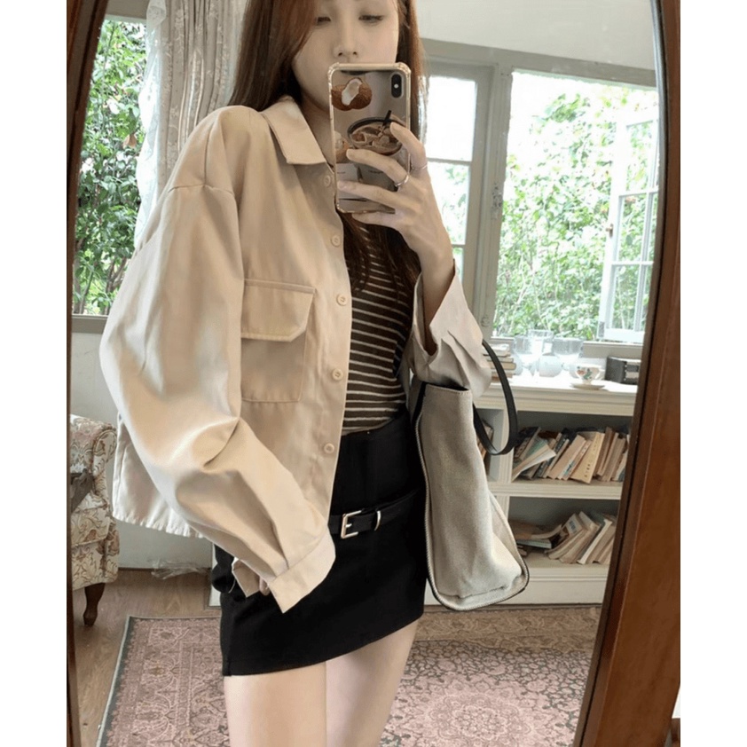 Áo Khoác Kaki Sơ Mi Nữ 1 Lớp Túi Ngực Phong Cách Trẻ Trung Mẫu Hot Hopy_Fashion