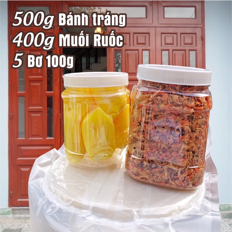 COMBO KHỦNG 500g Bánh Tráng Phơi Sương 500g Bơ 400g Muối Tép Hành Phi