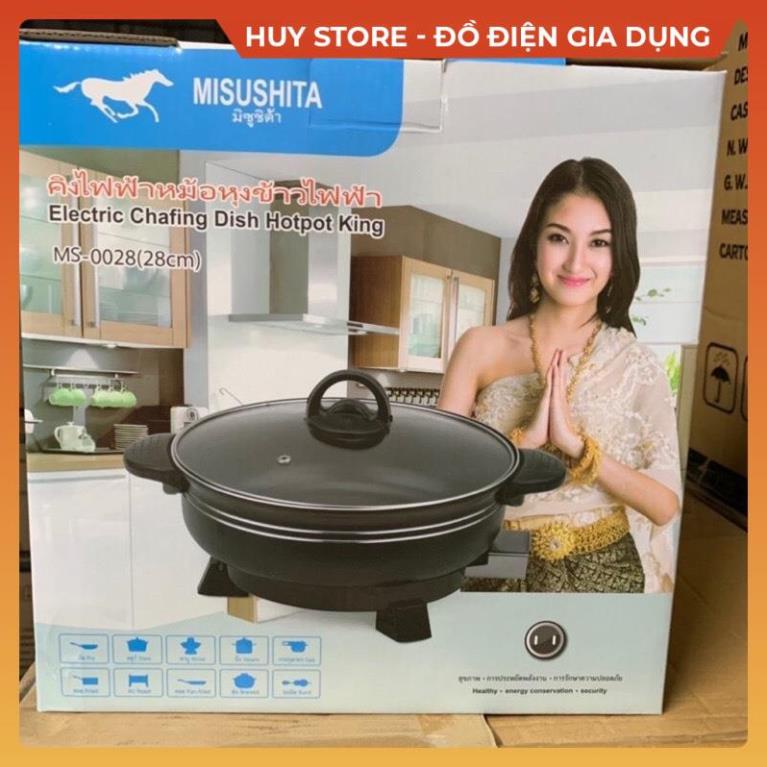 Chảo lẩu đa năng MITSHUSHITA Thái Lan Hợp kim nhôm , Bếp Điện Nấu Lẩu Nấu Canh Đa Dụng Hợp Kim Đen Chịu Nhiệt Huy Store
