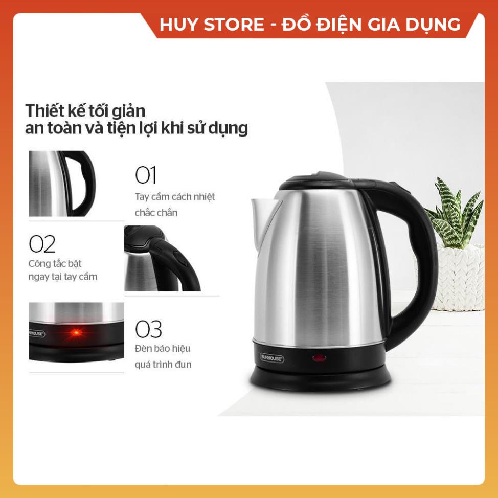 Ấm Siêu Tốc Inox , Bình Đun Siêu Tốc Chính Hãng SUNHOUSE Đun Siêu Nhanh Cách Nhiệt Và Giữ Nhiệt Đun Nước Nóng Huy Store