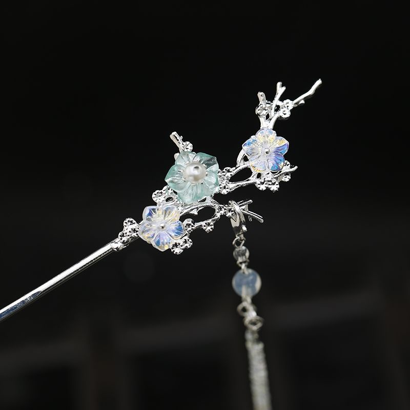 Kẹp Tóc Tua Rua Hình Vương Miện Phong Cách Hanfu Xinh Xắn Cho Bé Gái