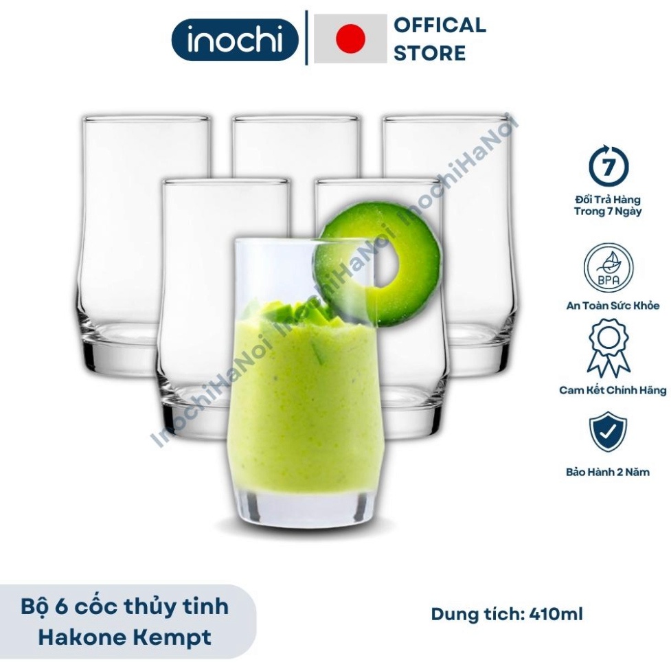Bộ 6 Cốc Thuỷ tinh Hakone Kempt 410ml ly tách uống nước rượu nhập khẩu Thái Lan