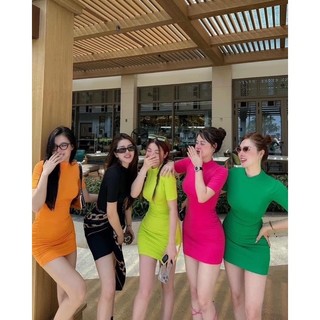 Đầm body cổ lọ nhiều màu chất mát- Shop chụp cận chất