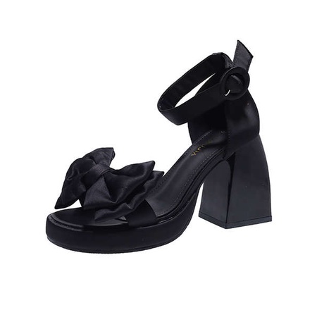 Giày cao gót Bowknot với gót chân thô sandal nữ