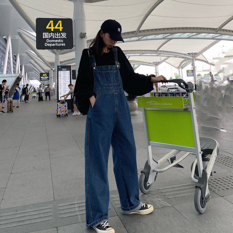 * * Qu n Y m * Quần Yếm Denim Ống Rộng Lưng Cao Phong Cách Hàn Quốc Thời Trang Xuân Thu Dành Cho Phụ Nữ Tuổi Trung Niên
