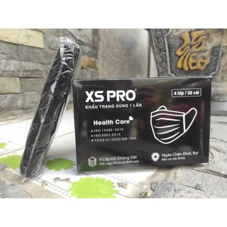 Hộp 50 Khẩu Trang Y Tế XS PRO 4 Lớp (Đen)