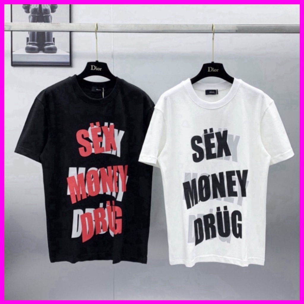 Áo phông nam nữ Premium Cotton in nổi chữ Sex Money Drug bóng mờ cổ bo dày dặn phong cách streetwear Giá sinh viên 11