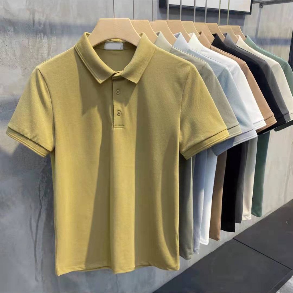 Áo Sơ Mi Cotton Mỏng Tay Ngắn Cổ Bẻ Đính Hạt Màu Trơn Dáng Ôm Dễ Phối Đồ Thời Trang Cho Nam