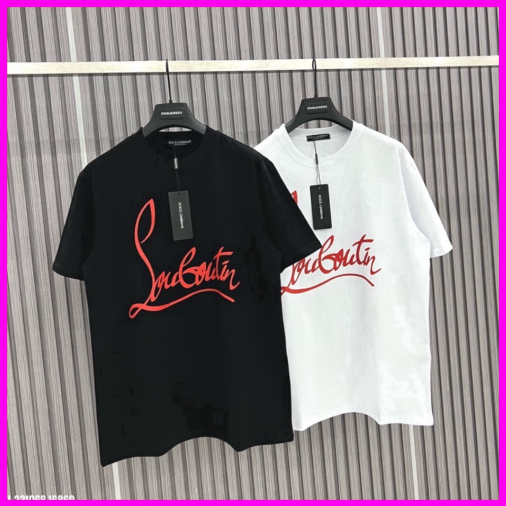 Áo Phông Nam Nữ Premium Cotton In Chữ Louboutin Logo Đỏ Hai Mặt - Áo Thun Nam Nữ Form Rộng Unisex. Giá sinh viên 11