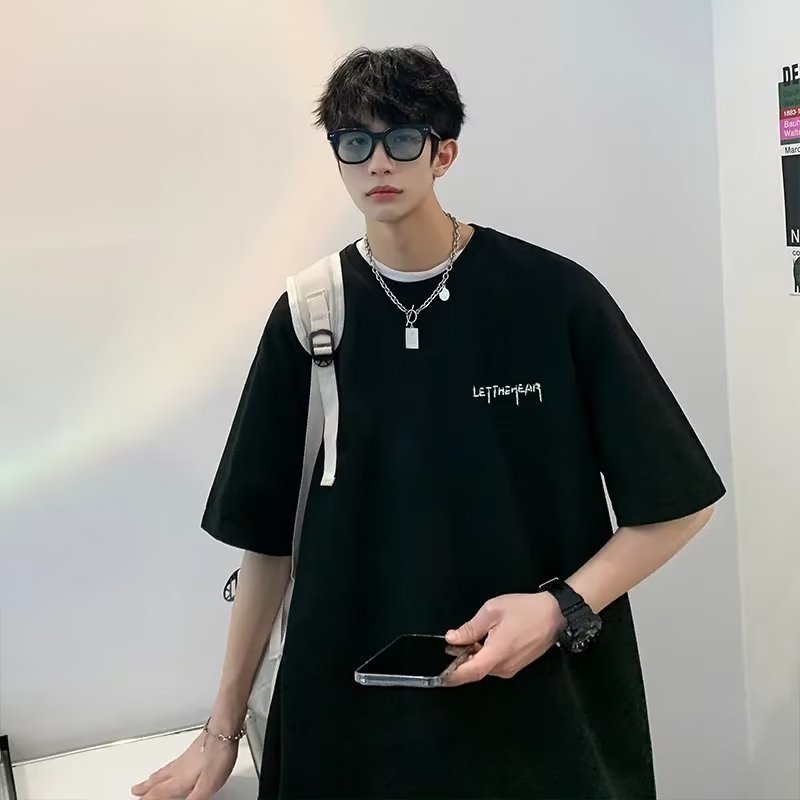 Tiêu Chuẩn Hàng Ngày Màu Trơn Nhật BảninsVòng CổTÁo Sơ Mi Mùa Xuân Tay Năm Tấc Nam Lười Trào Lưu Trẻ Trung Thời Trang Th