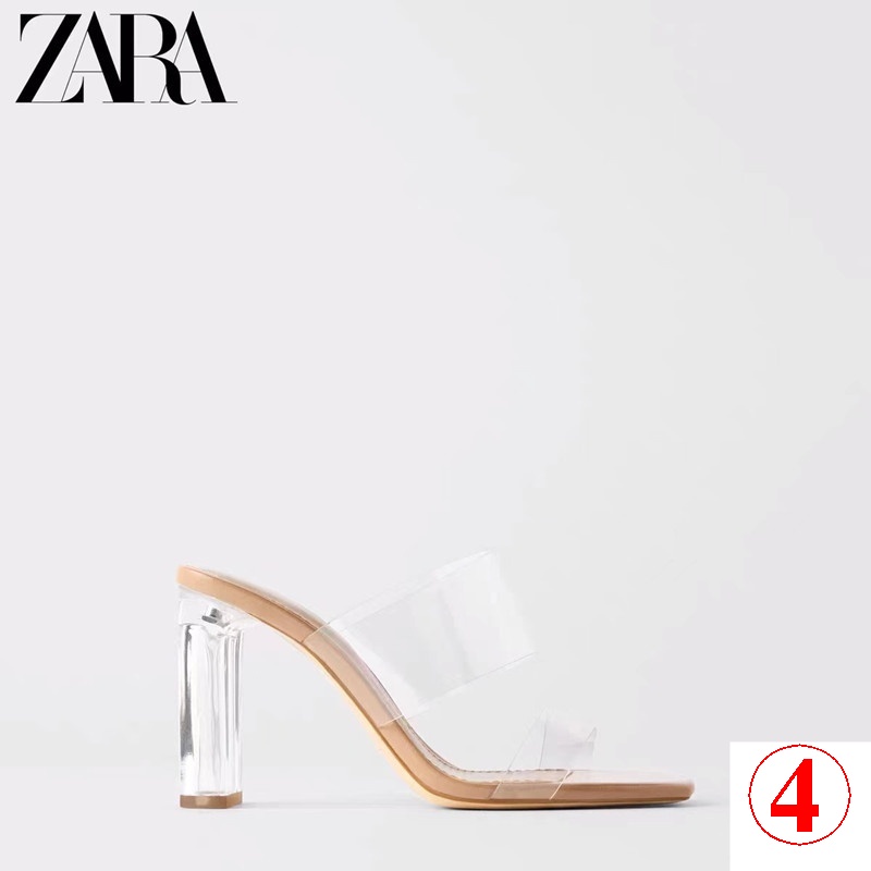 Dép Cao Gót Zara Mũi Vuông Quai Trong Suốt Thời Trang Mùa Hè Cho Nữ