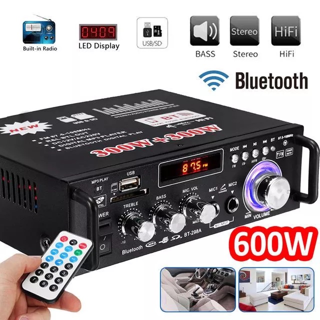 Amply karaoke gia đình KAW Bluetooth BT-298A Công Suất 2 Kênh 600W