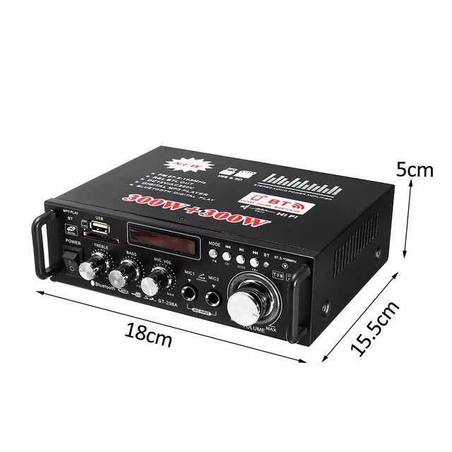 Amply karaoke gia đình KAW Bluetooth BT-298A Công Suất 2 Kênh 600W