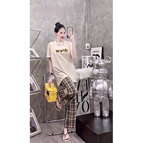 Set bộ áo thun Drew + quần caro dài (hình thật cuối)
