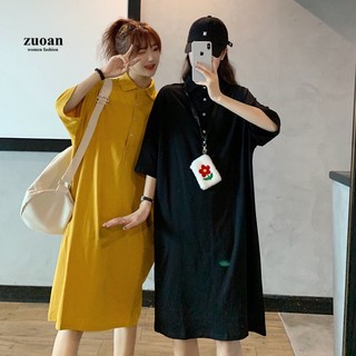SUXI Đầm polo tay ngắn dáng rộng trẻ trung năng động cho nữ 4 màu tùy chọn - Hàng mới về