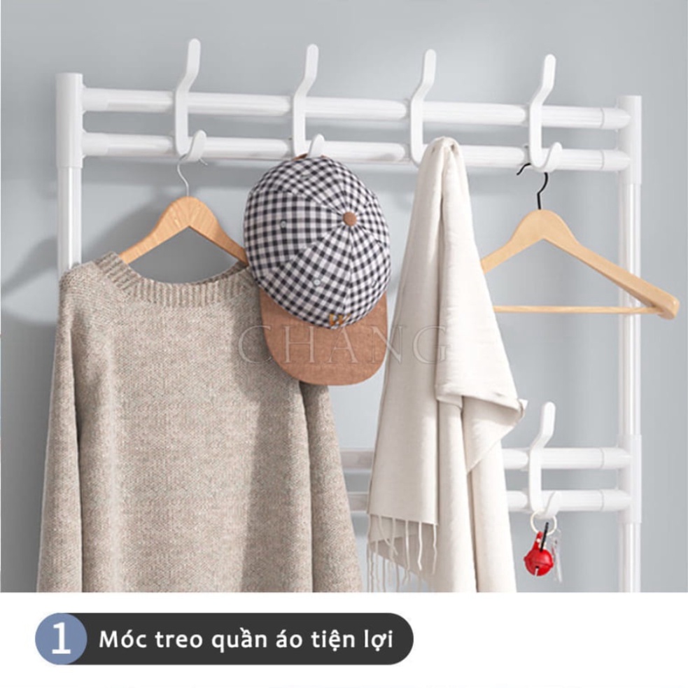 ✅  để giày dép chữ L 2 màu,thiết kế treo đồ đa năng lắp ghép 4 tầng tặng kèm 8 móc treo, chất liệu thép chịu lực tốt/