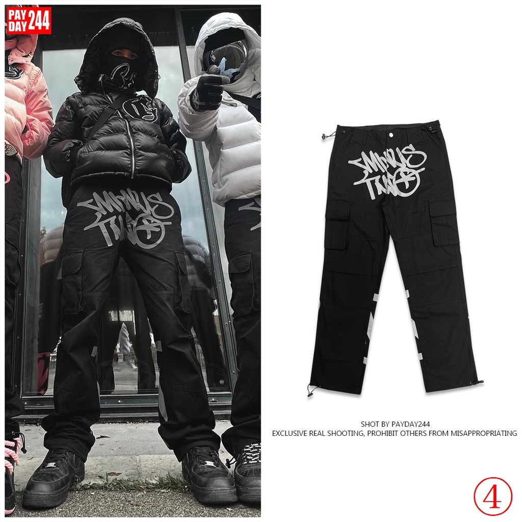 Quần Dài Cotton Dáng Suông Nhiều Túi In Hoạ Tiết Minustwocargos Phong Cách Đường Phố Cho Nam Giới