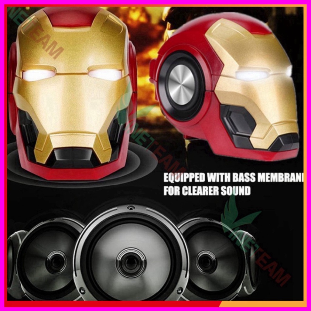 Loa Bluetooth công nghệ 5.0 Iron man, âm thanh vòm 6D bass trầm, pin 1200mAh, Hỗ trợ FM - tặng dây sạc -DC4387 . Chất CH
