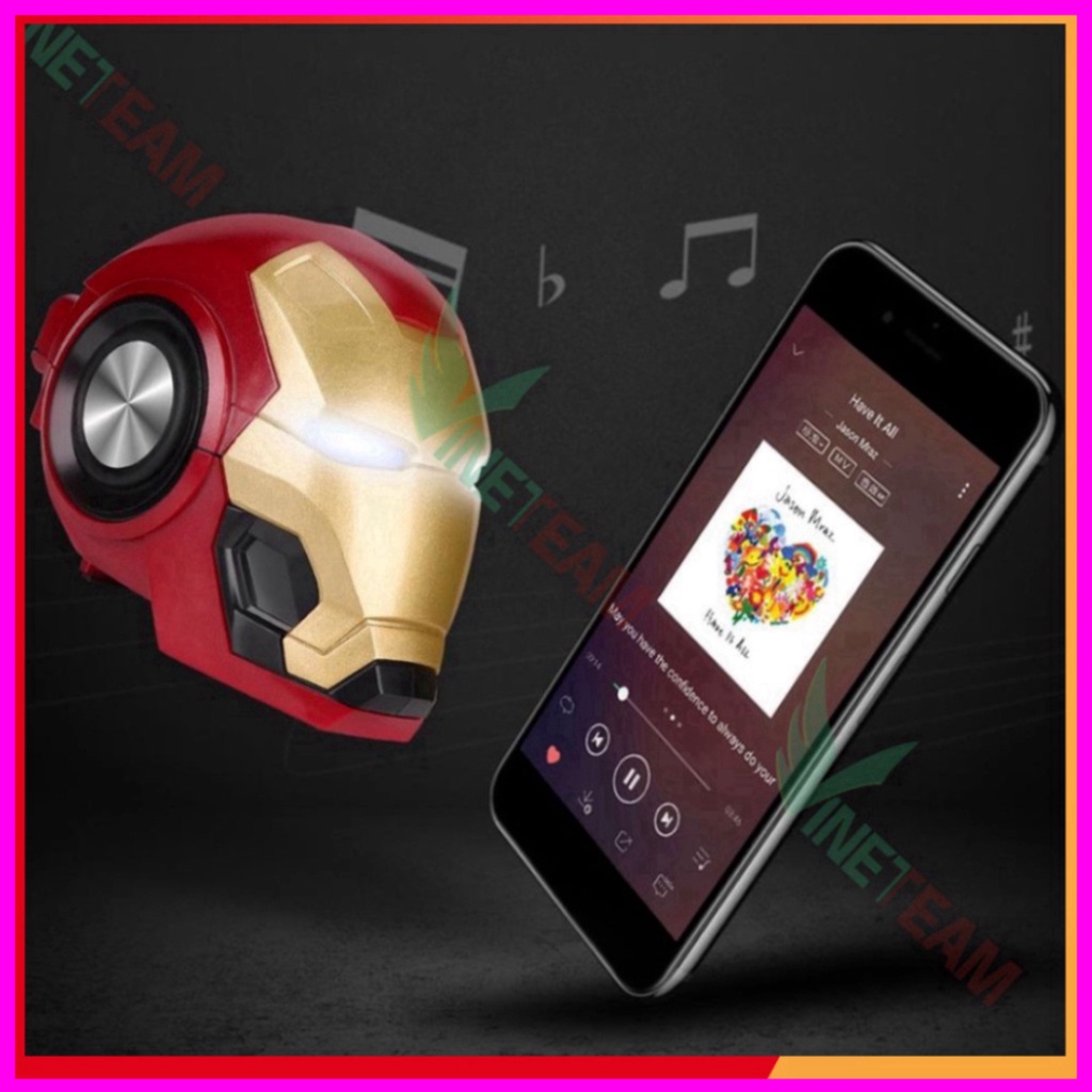 Loa Bluetooth công nghệ 5.0 Iron man, âm thanh vòm 6D bass trầm, pin 1200mAh, Hỗ trợ FM - tặng dây sạc -DC4387 . Chất CH