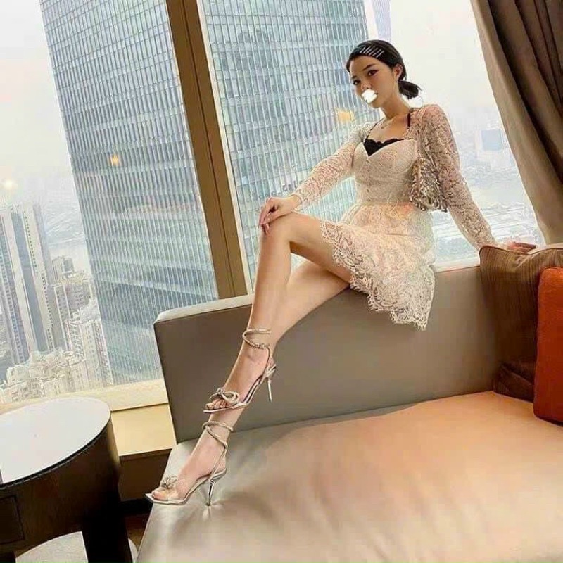 Sandal quai đá gót nhọn cao cấp