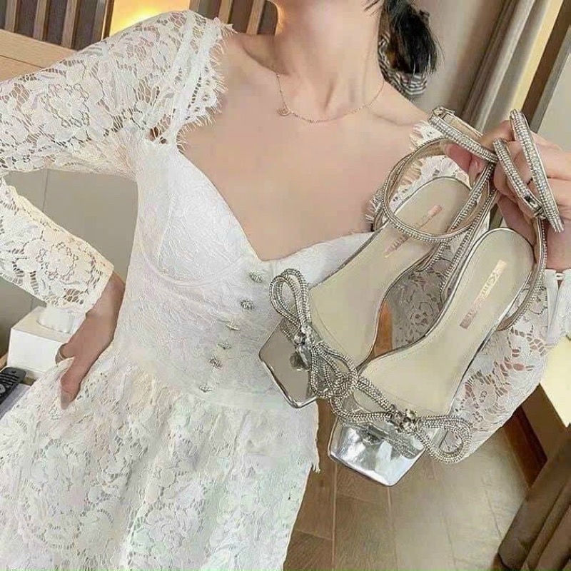 Sandal quai đá gót nhọn cao cấp