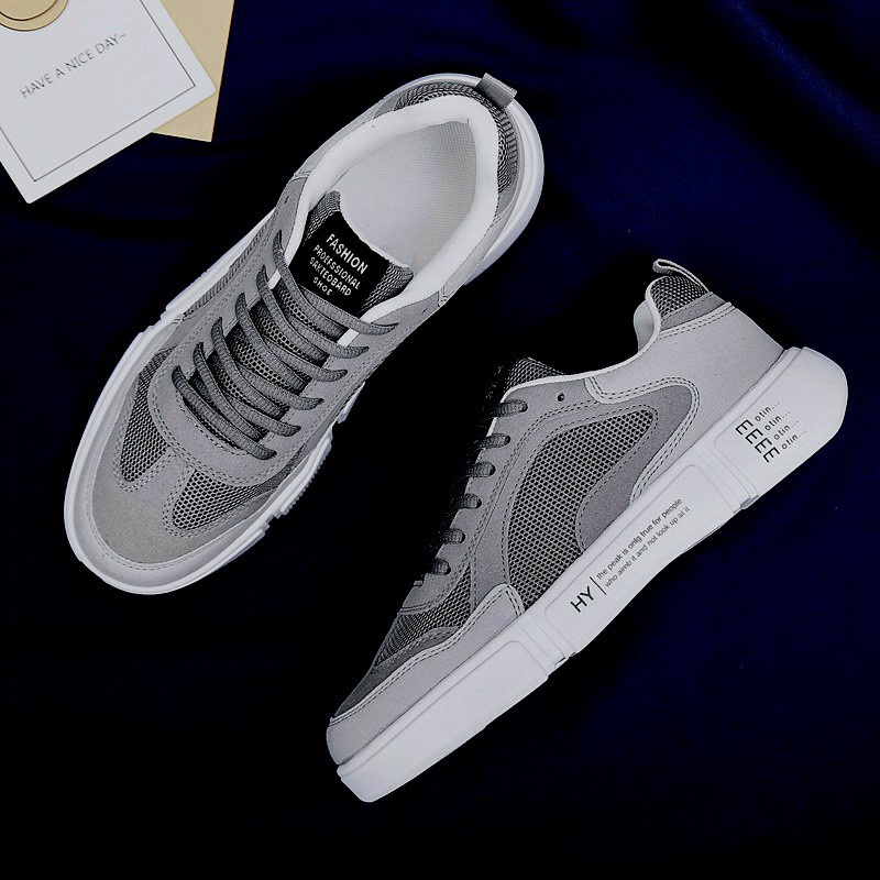 𝔹𝕆𝕊𝕊 𝕊ℍ𝕆𝔼𝕊 ⚜️ Giày sneaker nam G26 Xám đậm chất vải cao cấp kết hợp da lộn phong cách trẻ trung năng động buộc d