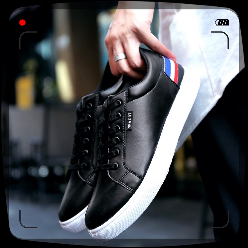 𝔹𝕆𝕊𝕊 𝕊ℍ𝕆𝔼𝕊 ⚜️ Giày Sneaker Nam Da G1 ( ĐEN ) Thể Thao phong cách Korea dễ làm sạch, đế cao su tổng hợp nên dẻo v