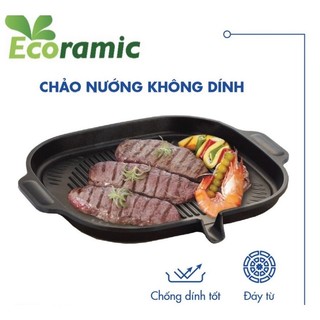 Chảo đá nướng chống dính đáy từ 32x29cm ecoramic bbq chính hãng