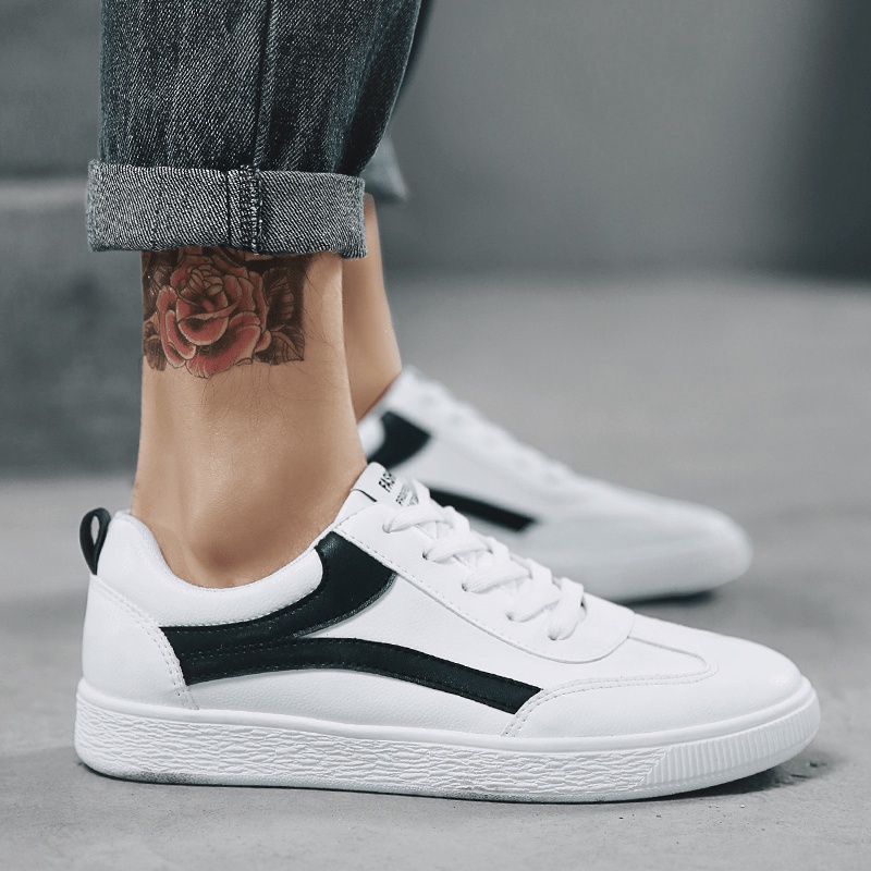 𝔹𝕆𝕊𝕊 𝕊ℍ𝕆𝔼𝕊 ⚜️ Giày thể thao sneaker Nam G20 New trend ( TRẮNG KẺ ĐEN ) Da cao cấp phong cách trẻ trung năng động